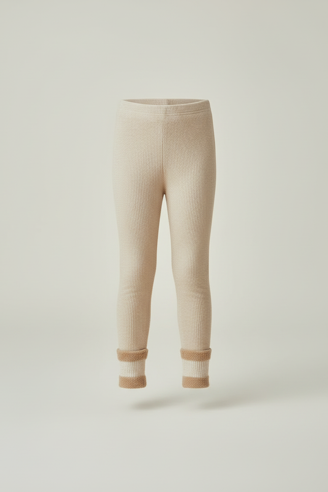 Pantalon Beige Côtelé Chaud Doux Enfant - Maille - vue 3