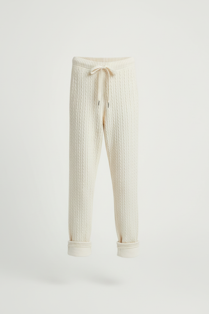 Pantalon Beige Tricoté Torsadé Doux Enfant Hiver - Maille - vue 3