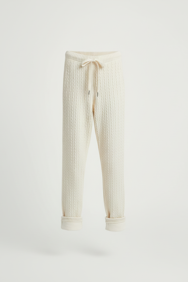 Pantalon Beige Tricoté Torsadé Doux Enfant Hiver - Maille - vue 3