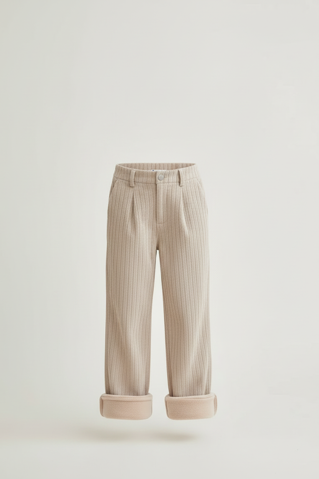 Pantalon Beige Côtelé Doublé Polaire Fille Hiver - Cordé - vue 3