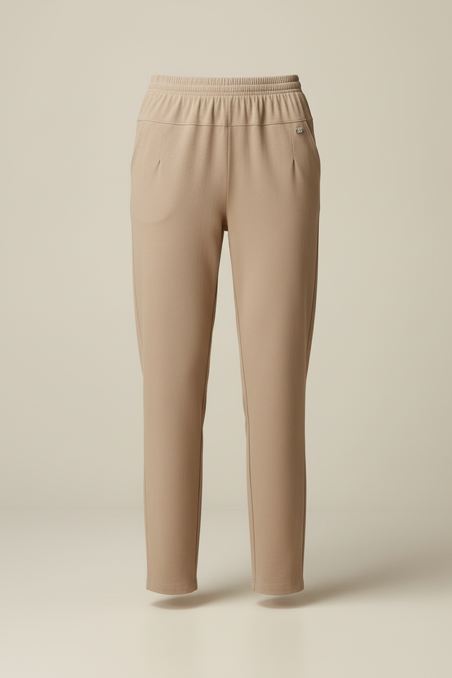 Pantalon Beige Fluide Décontracté Taille Élastique Femme - Maille - vue 3