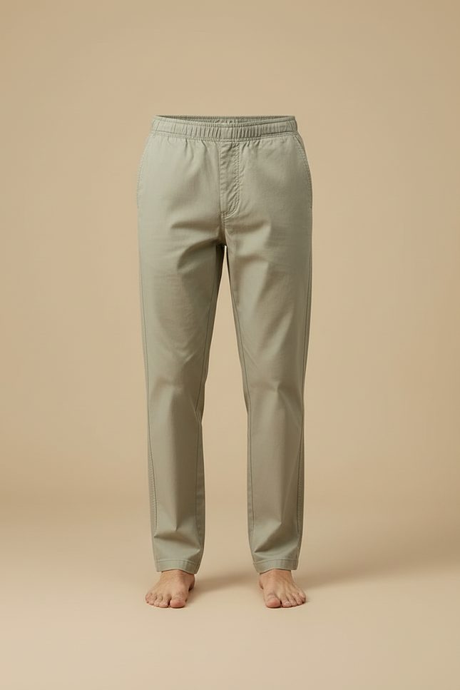Pantalon Beige Homme Décontracté Coton Droit Lâche - Kaki - vue 3