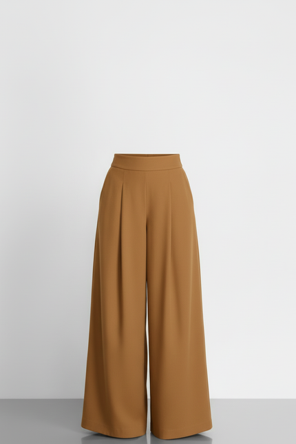 Pantalon Beige Patte D'éléphant - Camel Polyester - vue 3