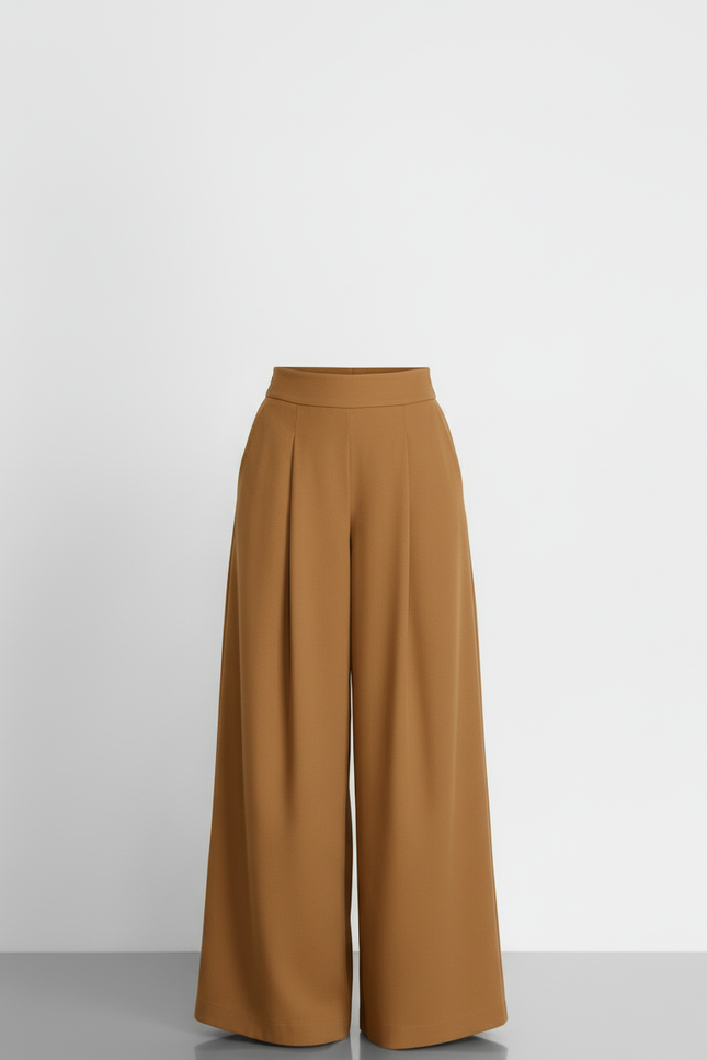 Pantalon Beige Patte D'éléphant - Camel Polyester - vue 3