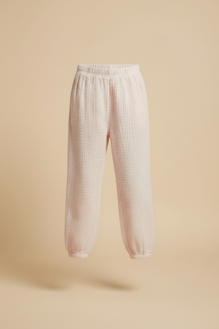 Pantalon Beige Gaze Coton Ample Enfant Léger - Rose - vue 3