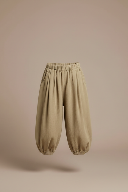 Pantalon Beige Coton Ample Harem Enfants Garçons - Kaki - vue 3