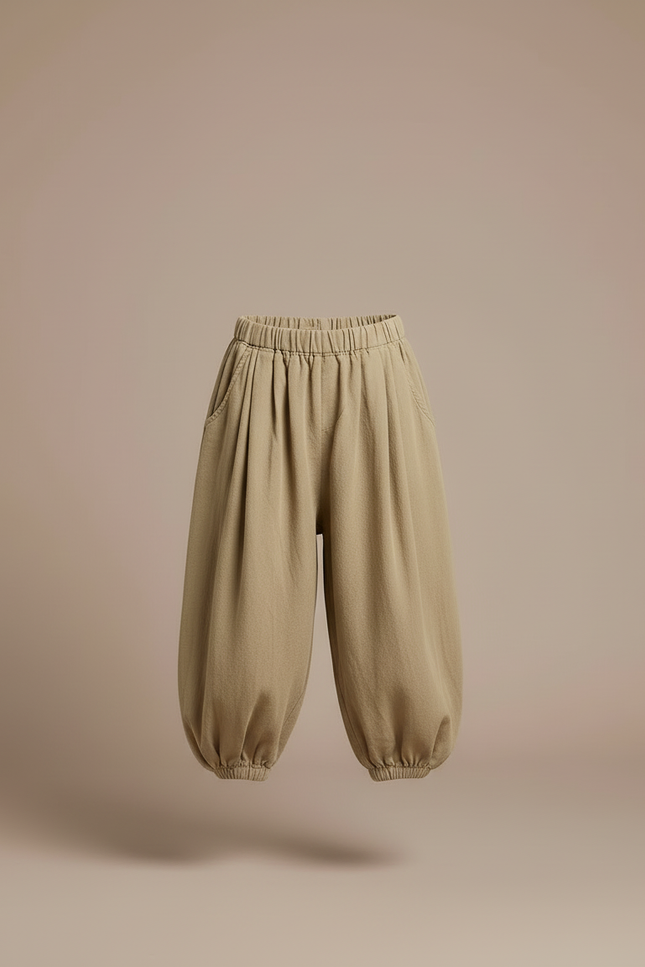 Pantalon Beige Coton Ample Harem Enfants Garçons - Kaki - vue 3