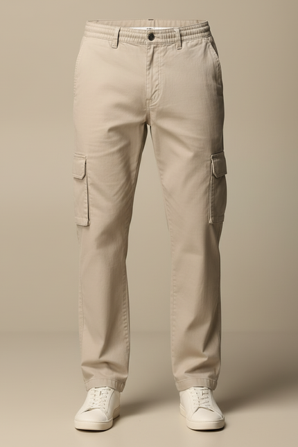 Pantalon Beige Cargo Coton Homme Décontracté - vue 3