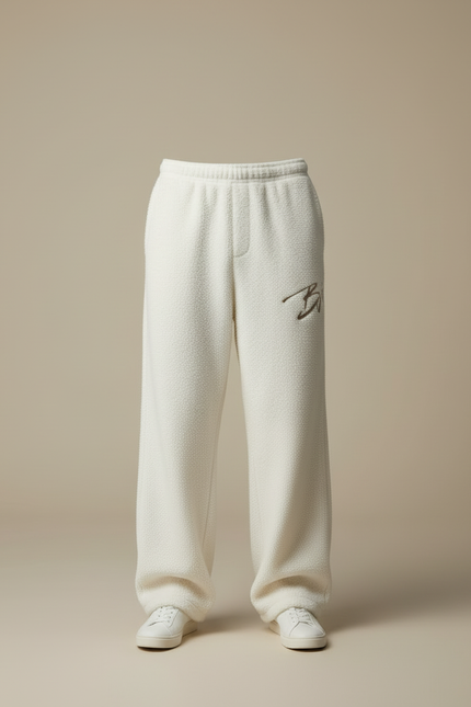 Pantalon Beige Ample Brodé Molleton Doux Sport Homme - vue 3