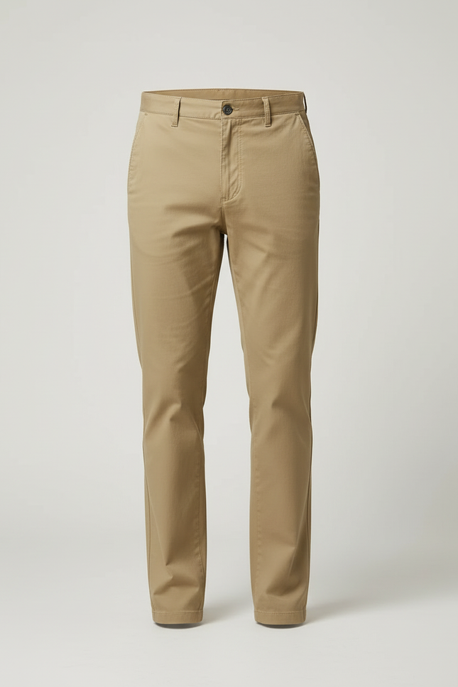 Pantalon Beige Chino Droit Homme Coton Élégant - vue 3