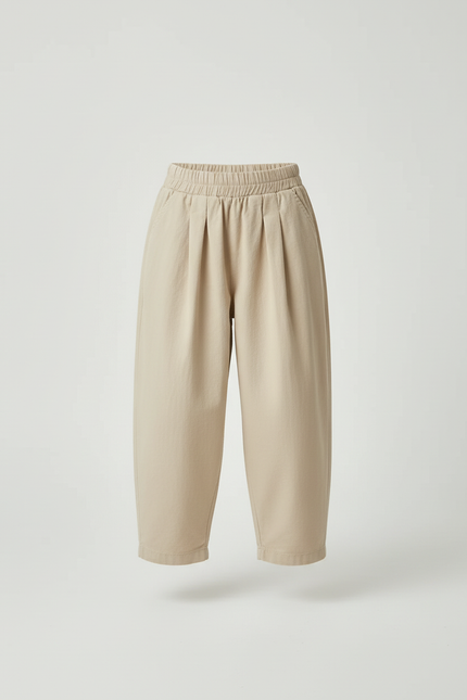 Pantalon Beige Ample Coton Enfant Décontracté Plié - vue 3