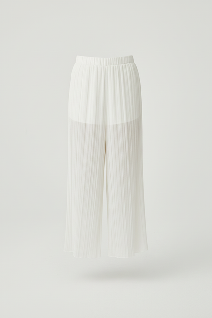 Pantalon Beige Plissé Ample Fluide Décontracté Fille - Blanc Polyester - vue 3