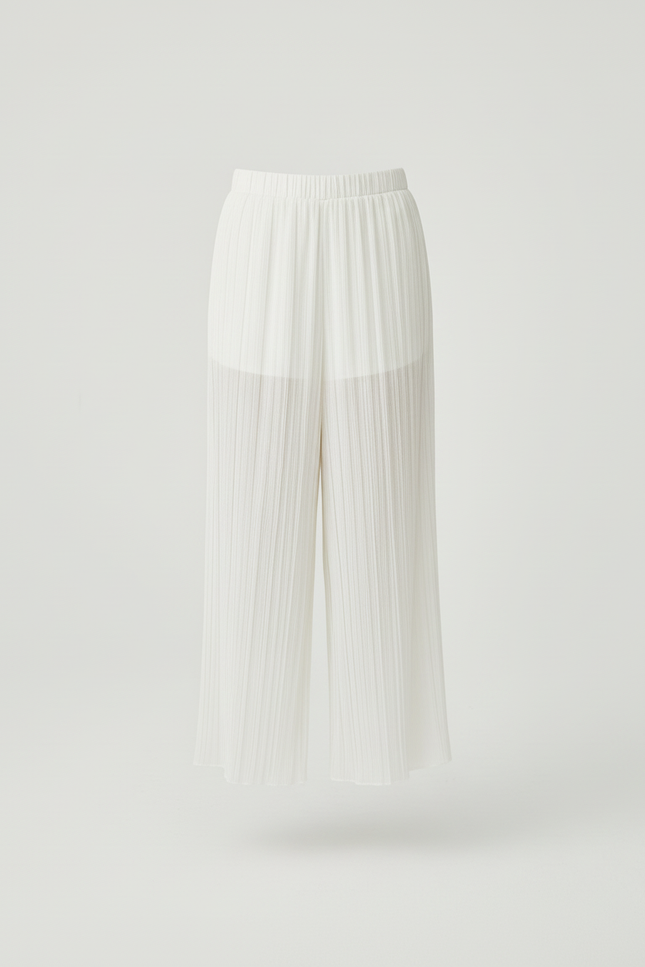 Pantalon Beige Plissé Ample Fluide Décontracté Fille - Blanc Polyester - vue 3