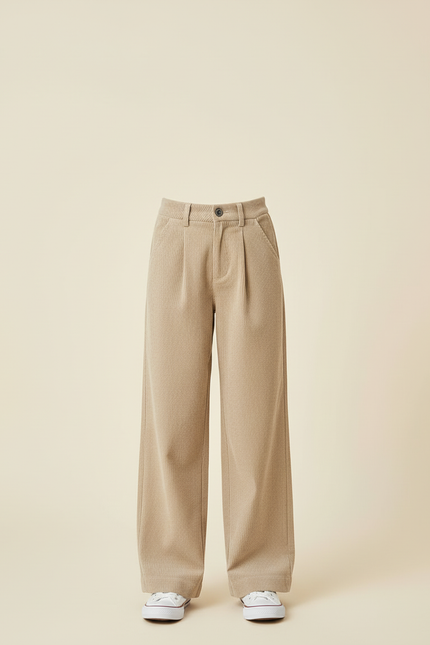 Pantalon Beige Côtelé Droit Ample Enfant - Cordé - vue 3