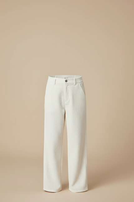 Pantalon Beige Côtelé Ample Enfant Décontracté - Cordé - vue 3
