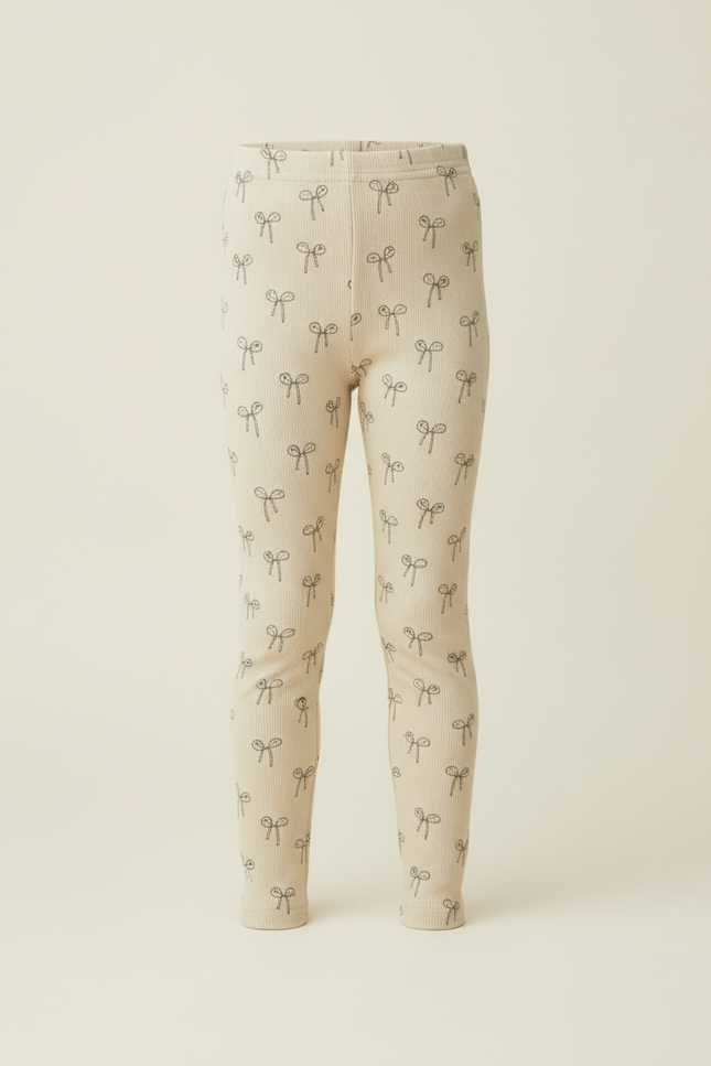 Pantalon Beige Côtelé Imprimé Nœuds Fille Confortable - Cordé - vue 3