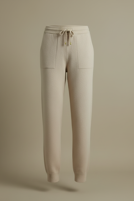 Pantalon Beige Tricoté Ample Confortable Cordon Femme - Maille - vue 3