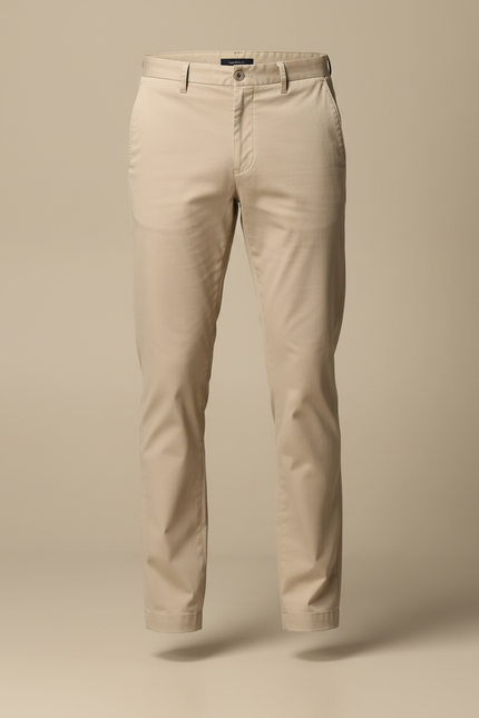 Pantalon Beige Coton Slim Homme Décontracté Uni - vue 3