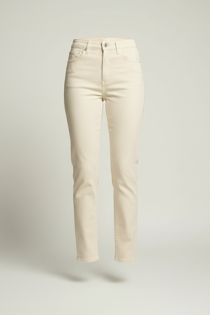 Pantalon Beige Écru Droit Décontracté Femme - Jean - vue 3