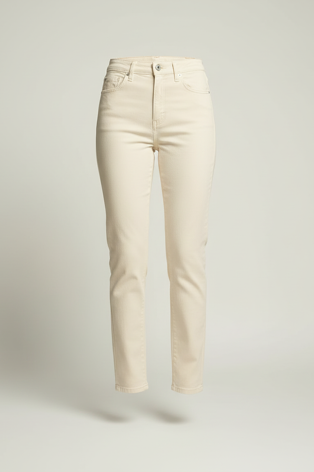 Pantalon Beige Écru Droit Décontracté Femme - Jean - vue 3