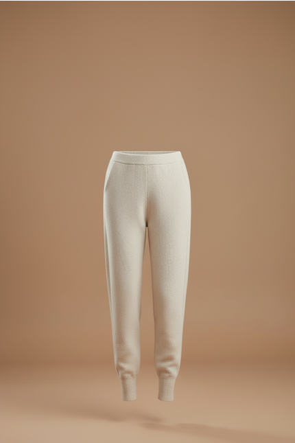 Pantalon Beige Maille Ample Tricoté Décontracté Femme - vue 3