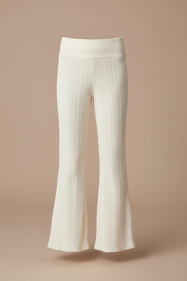 Pantalon Patte D'éléphant Beige - Maille - vue 3