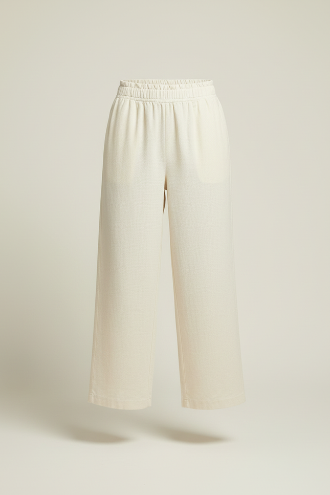 Pantalon Beige Ample Lin Coton Fluide Décontracté - vue 3