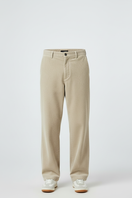 Pantalon Velours Cotelé Beige - Cordé - vue 3