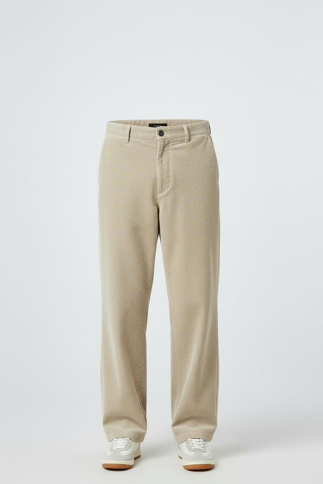 Pantalon Velours Cotelé Beige - Cordé - vue 3