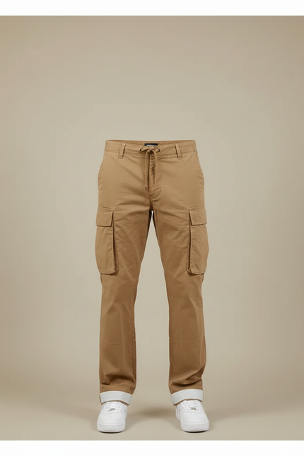 Pantalon Beige Cargo Coton Ample Confortable Décontracté Homme - Kaki Toile - vue 3