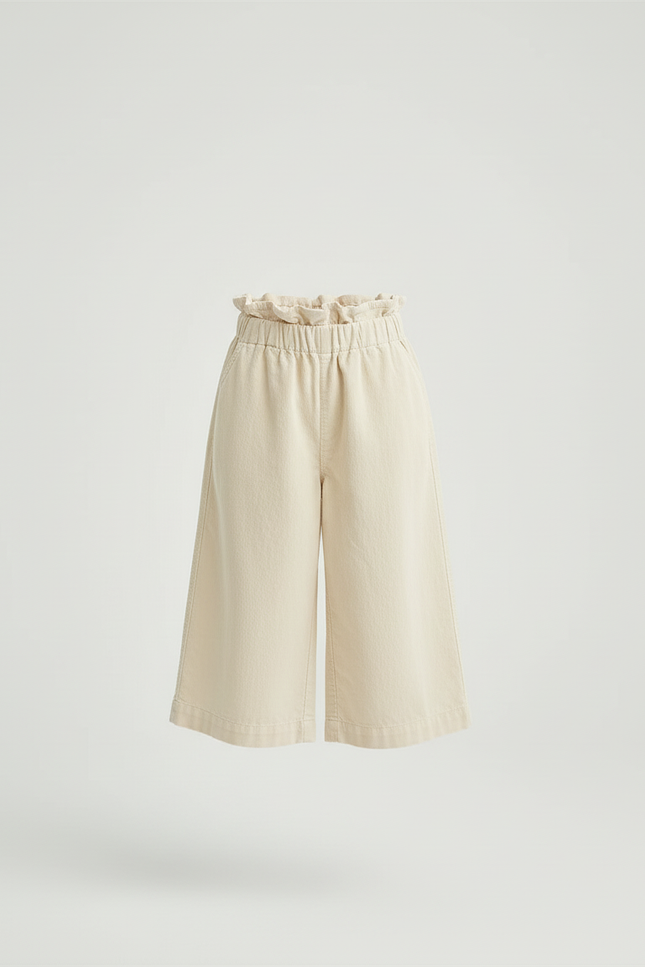 Pantalon Beige Coton Ample Fille Décontracté - vue 3