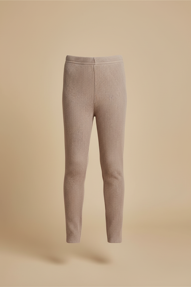 Pantalon Beige Côtelé Tricoté Élastique Confortable Enfant - Maille - vue 3