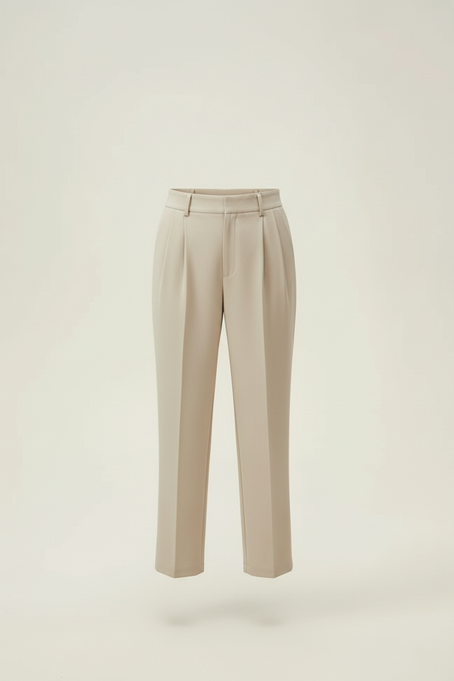 Pantalon Beige Taille Haute Plissé Décontracté Femme - Polyester - vue 3