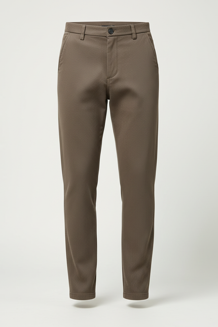 Pantalon Beige Droit Coton Décontracté Homme Élégant - Kaki - vue 3