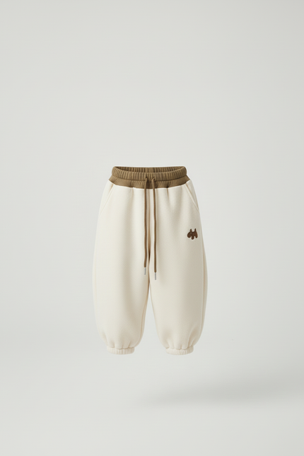 Pantalon Beige Polaire Ample Enfant Brodé Hiver - Molleton - vue 3