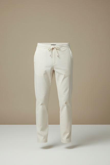 Pantalon Beige Homme Droit Décontracté Coton Élégant - vue 3