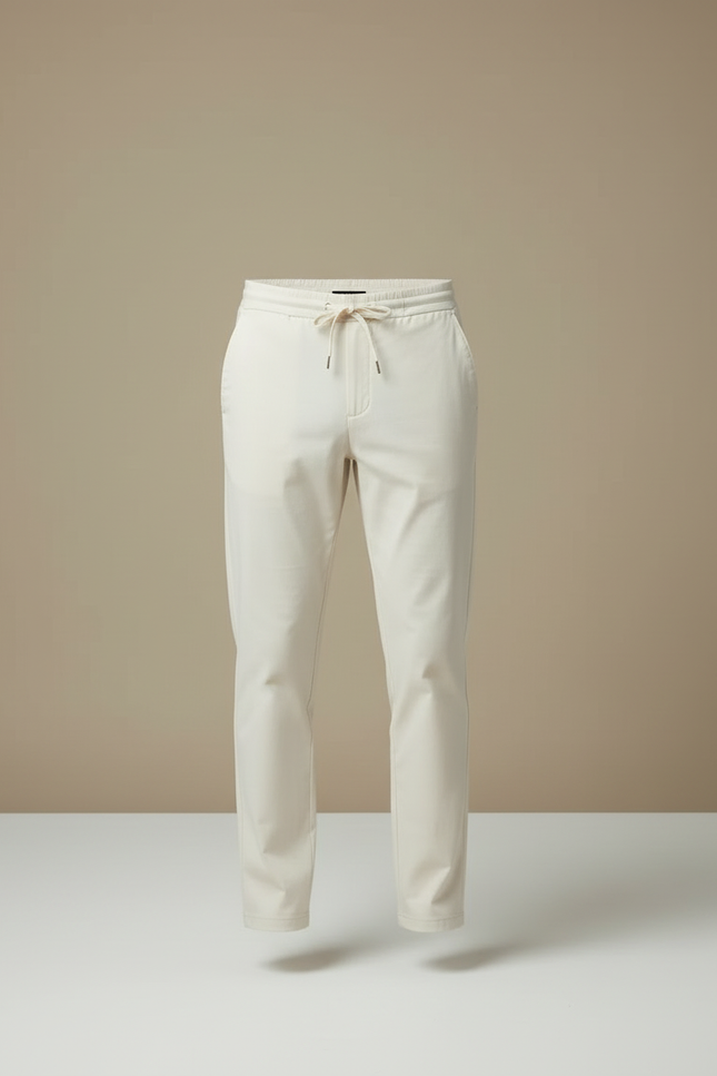 Pantalon Beige Homme Droit Décontracté Coton Élégant - vue 3