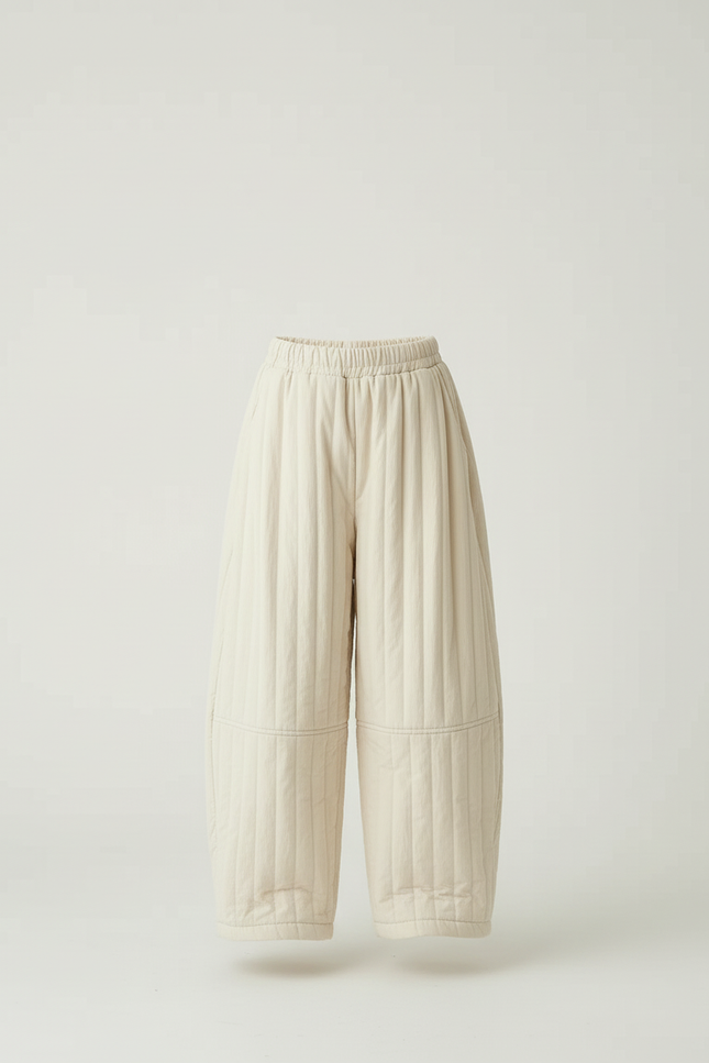 Pantalon Beige Matelassé Enfant Ample Hiver Chaud - Molleton - vue 3