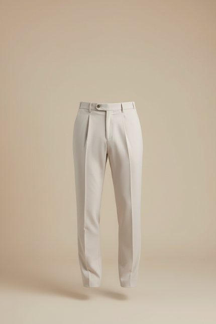 Pantalon Beige Plissé Élégant Homme Décontracté Classique - Gabardine - vue 3