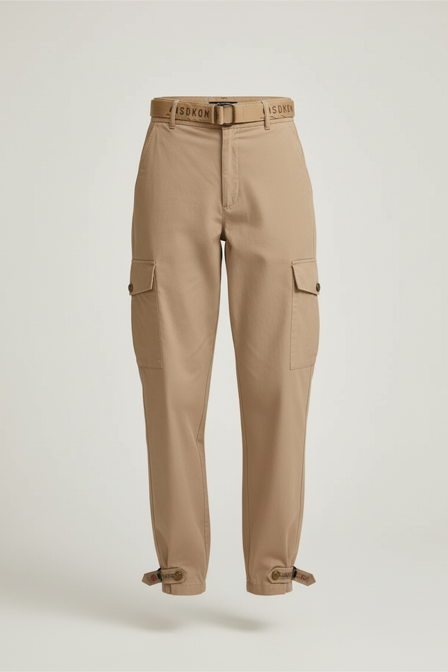 Pantalon Beige Cargo Coton Taille Haute Décontracté - Gabardine - vue 3