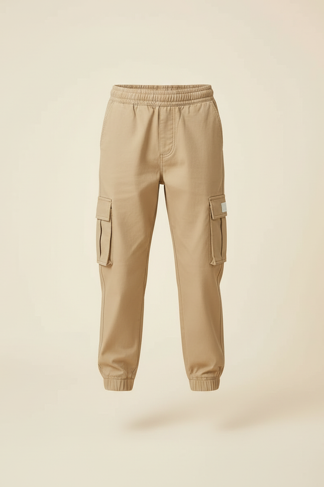 Pantalon Beige Cargo Coton Enfant Décontracté Multipoches - vue 3