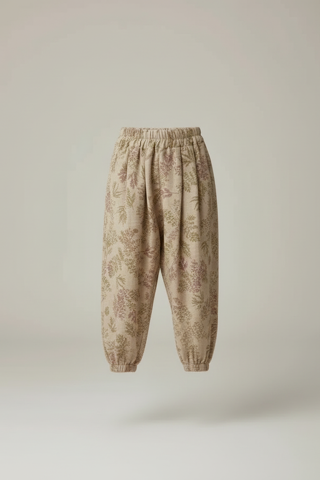 Pantalon Beige Fleuri Ample Lin Coton Enfants - Imprimé - vue 3