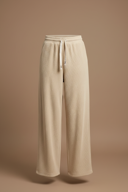 Pantalon Beige Côtelé Ample Confortable Femme - Cordé - vue 3