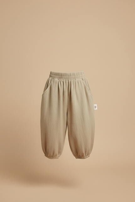 Pantalon Beige Coton Ample Élastique Enfant - vue 3