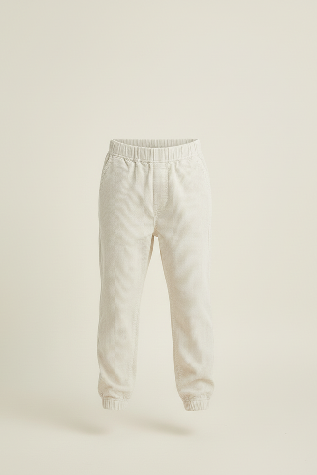 Pantalon Beige Côtelé Ample Élastique Garçon - Cordé - vue 3