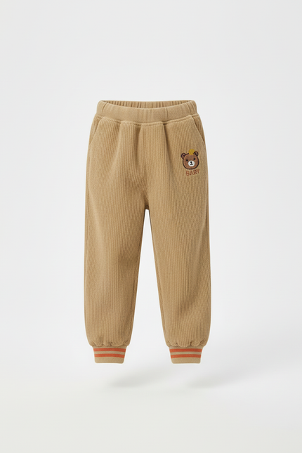Pantalon Beige Côtelé Oursons Ample Décontracté Enfant - Cordé - vue 3