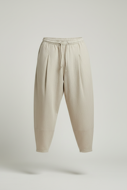 Pantalon Beige Coton Ample Décontracté Homme Cordon - Lin - vue 3