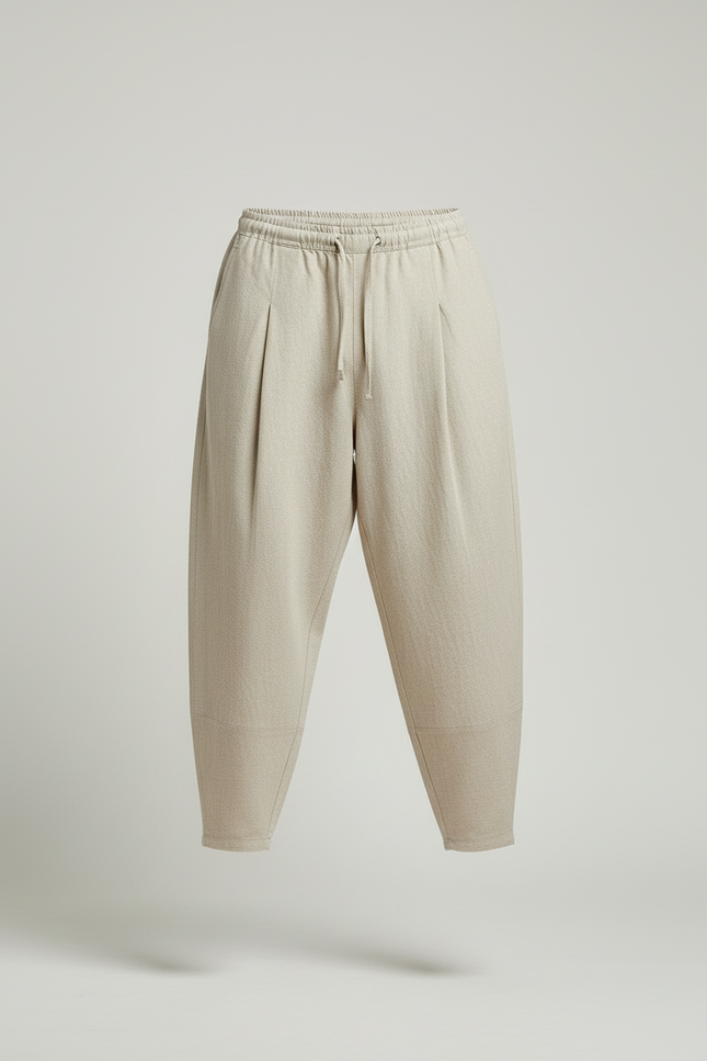 Pantalon Beige Coton Ample Décontracté Homme Cordon - Lin - vue 3