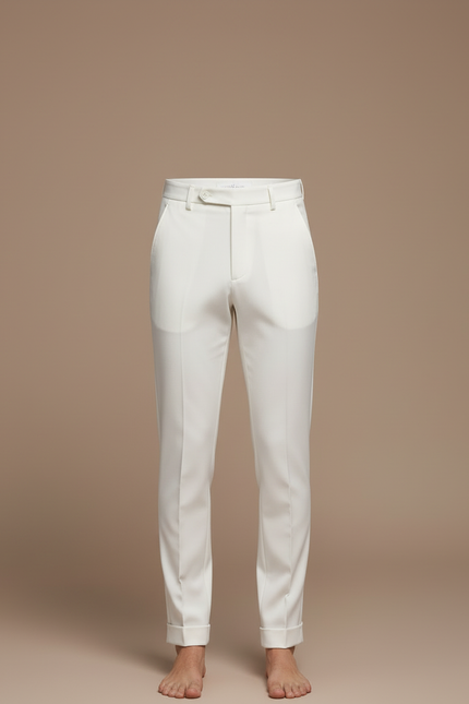 Pantalon Beige Slim Décontracté Habillé Homme - Blanc Gabardine - vue 3