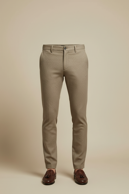 Pantalon Beige Homme Slim Motif Discret Élégant Formel - Tweed - vue 3